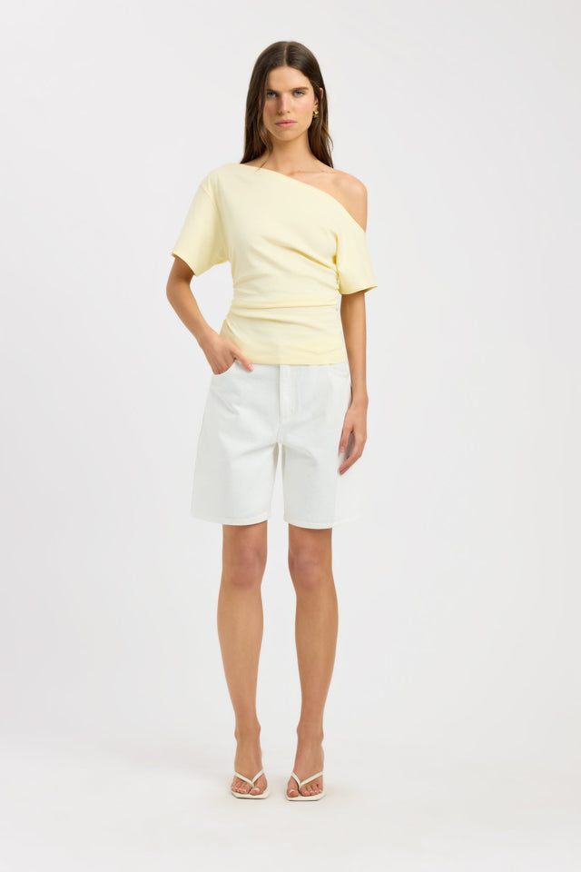 side Nova Off Shoulder Tee Kookai Asymmetry Fitted Off shoulder womens-tees 