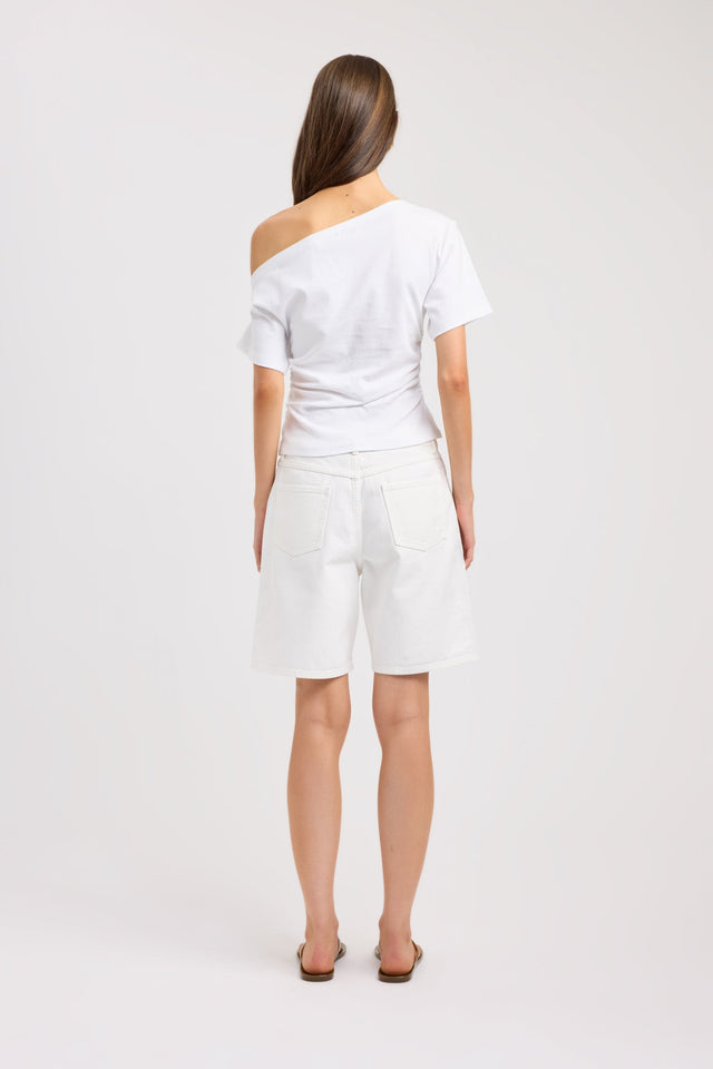 back Nova Off Shoulder Tee Kookai Fitted Asymmetry Short sleeves Womens-Blouse 