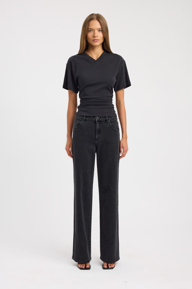 side Nova Vee Neck Tee Kookai Fitted V-neck Half sleeves Womens-Blouse 