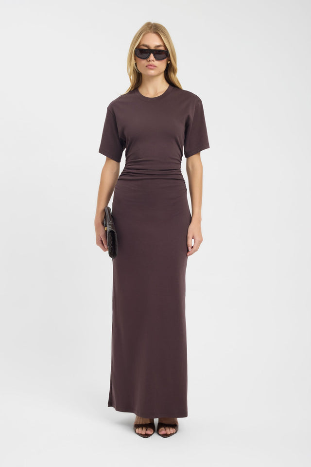 side Nova Maxi Dress Kookai Straight Maxi Fitted Roundneck womens-dresses 
