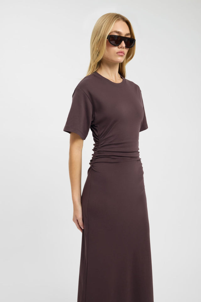 front Nova Maxi Dress Kookai Straight Maxi Fitted Roundneck womens-dresses 