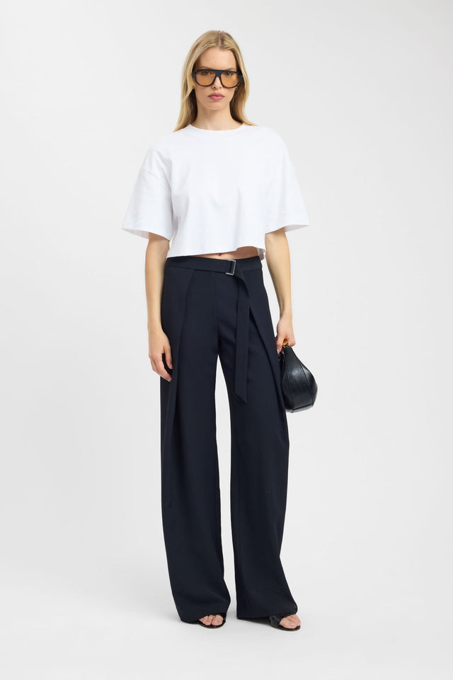 front Halo Cropped Tee Kookai Oversized Roundneck Half sleeves Womens-Blouse 