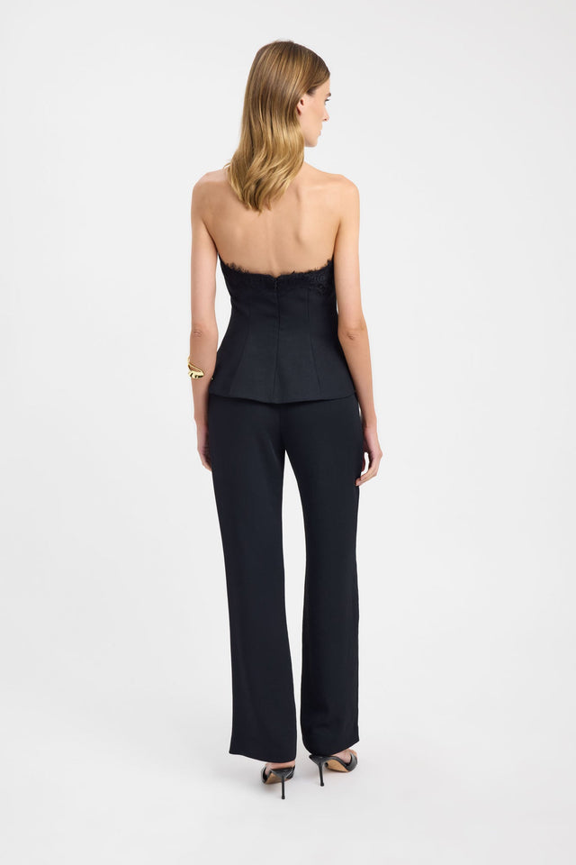 Presenting the Ariel Strapless Lace Top womens-blouse in black featuring fitted straight neckline and sleeveless construction side