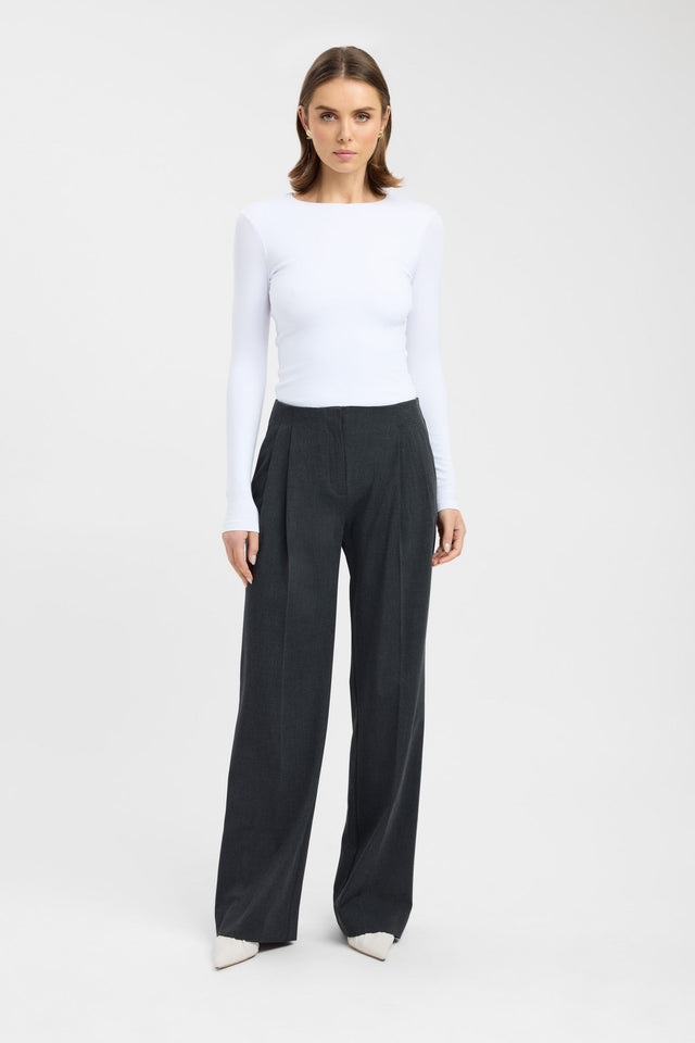 side High Crew Top Kookai Fitted Boatneck Long sleeve Womens-Blouse 