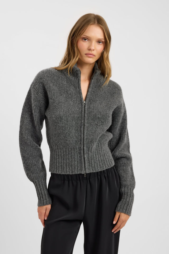 front Irina Zip Cardigan Kookai Long sleeve tweed-jacket Regular womens-coats-and-jackets 