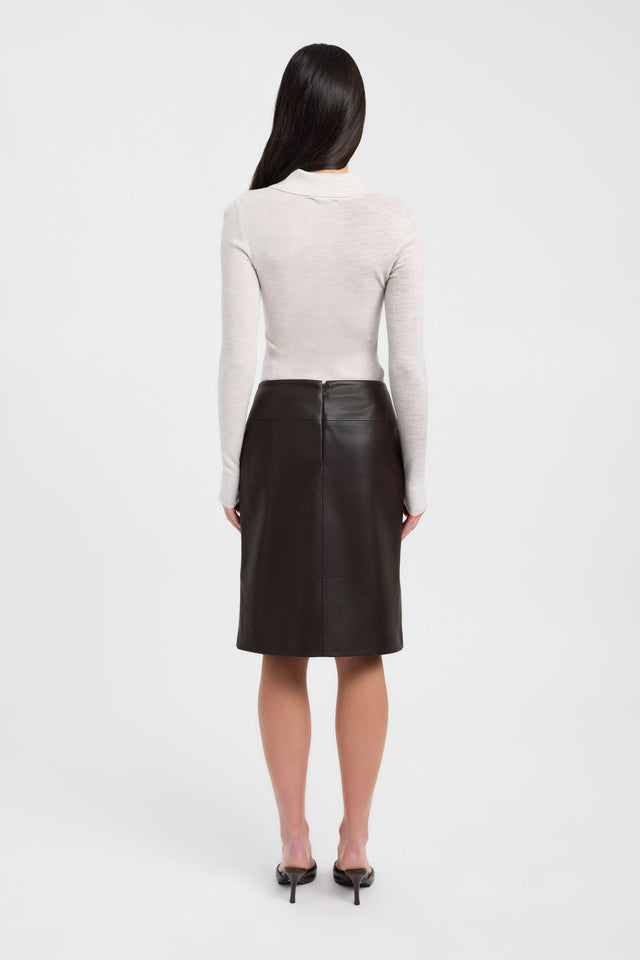Presenting the Jackson Button Up Top womens-blouse in ivory fitted v-neck with full straight sleeves back