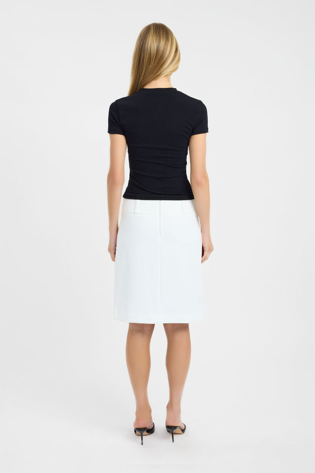 Presenting the Jess Tee womens blouse in fitted black with v-neck and short sleeves back