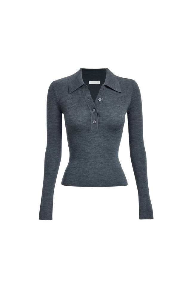 front Jackson Button Up Top Kookai Fitted V-neck Long sleeve Womens-Blouse 