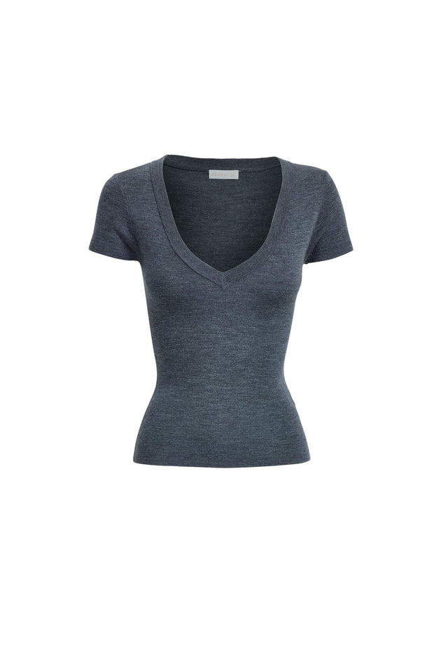 Jackson Vee Neck Top Kookai Fitted V-neck Short sleeves Womens-Blouse 