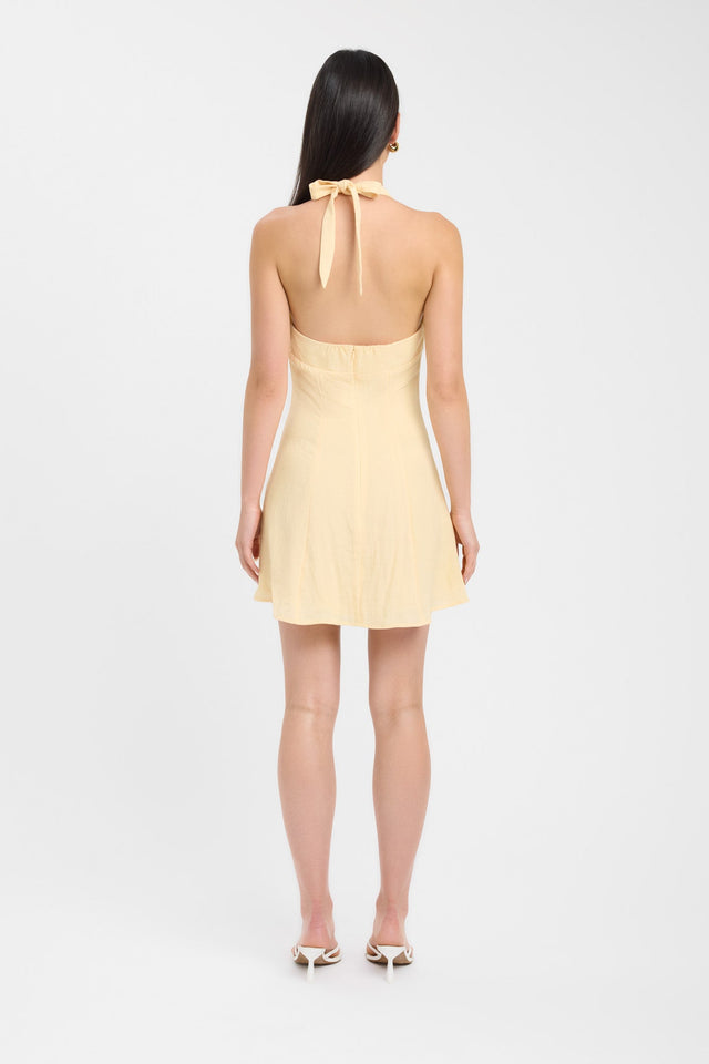back Hayman Halter Mini Dress Kookai Aline Mini Fitted Plungeneck brown womens-dresses 