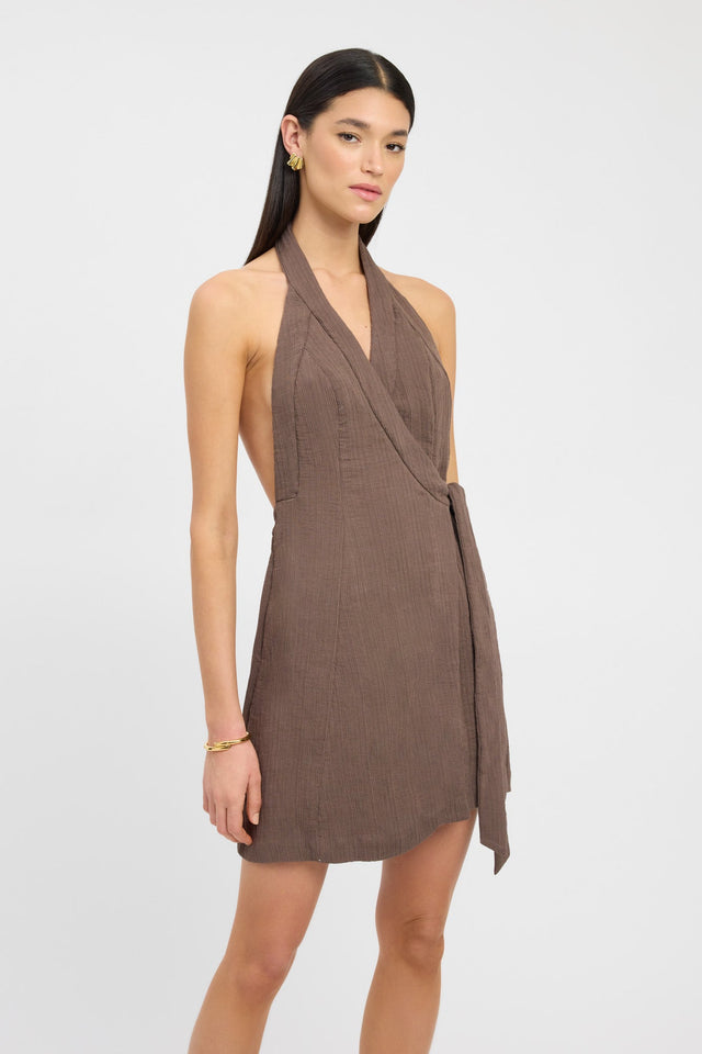 product Milos Wrap Dress Kookai Straight Mini Fitted Squareneck white womens-dresses 