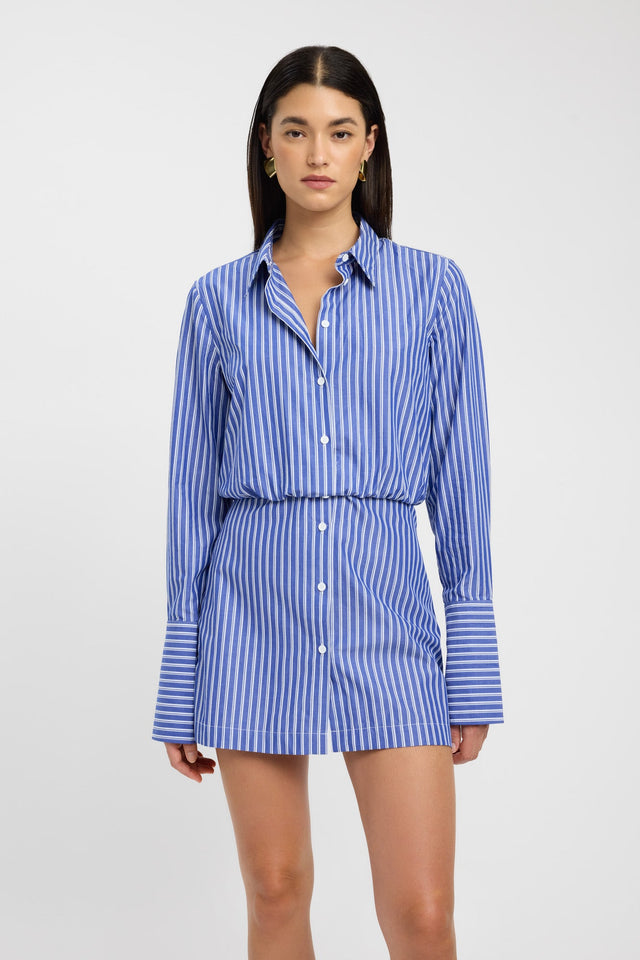 front Harvey Shirt Dress Kookai Shirt Mini Relaxed V-neck brown womens-dresses 
