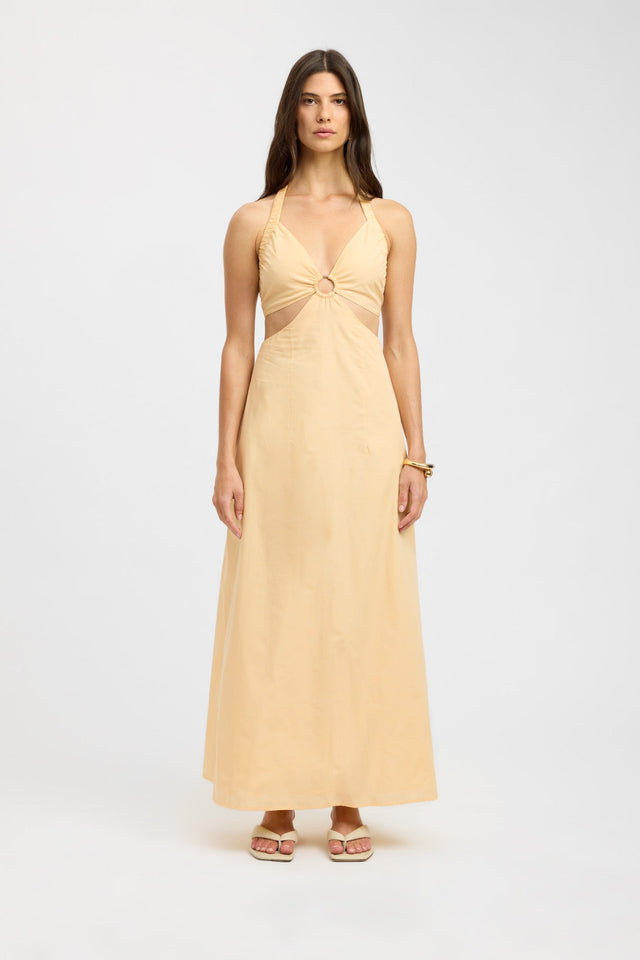 front Romeo Ring Maxi Dress Kookai Straight Maxi Relaxed Plungeneck white womens-dresses 