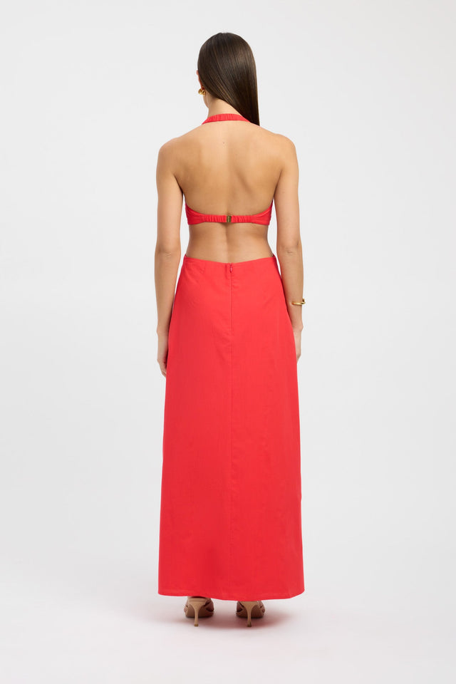 front Romeo Ring Maxi Dress Kookai Fit-and-flare Maxi Relaxed Plungeneck red womens-dresses 