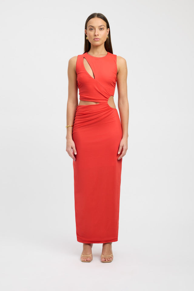 product Bolt Cut Out Dress Kookai Straight Maxi Fitted Squareneck white womens-dresses 
