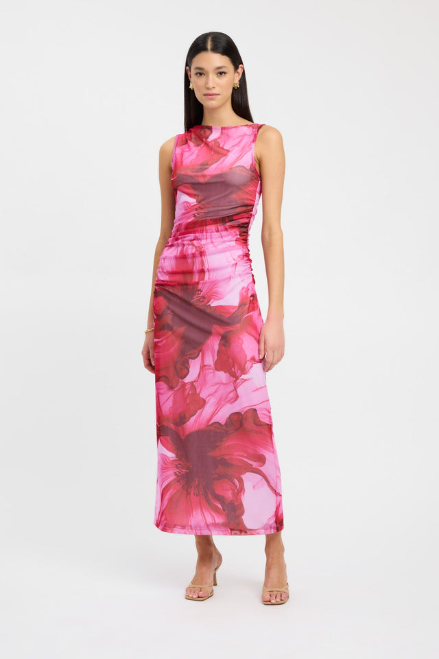 product Rosalia Dress Kookai Straight Midi Fitted Cowlneck white womens-dresses 