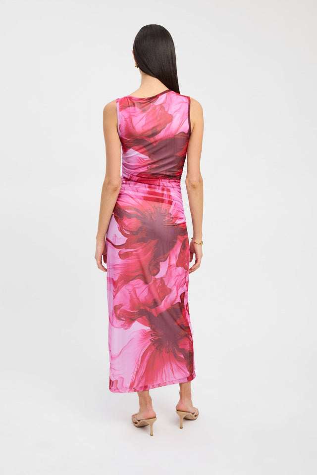 front Rosalia Dress Kookai Straight Midi Fitted Cowlneck white womens-dresses 