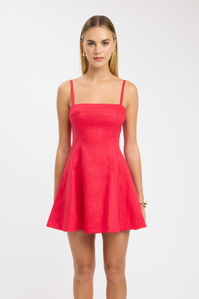 front Palm Panel Mini Dress Kookai Aline Mini Fitted Squareneck black womens-dresses 