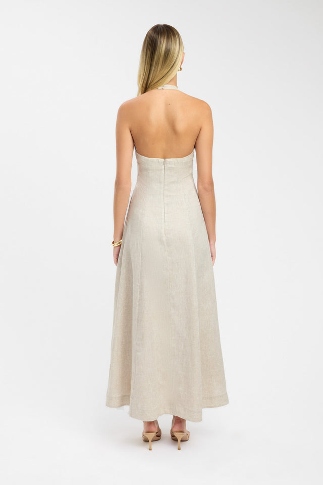 back Tahiti Halter Maxi Dress Kookai Fit-and-flare Maxi Relaxed Plungeneck white womens-dresses 