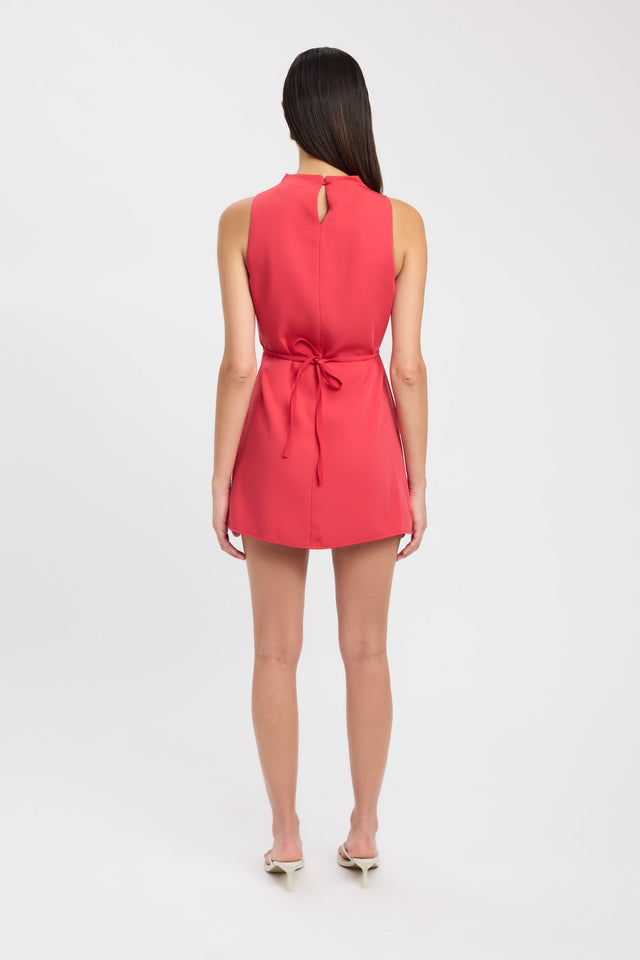 back Maria Cowl Mini Dress Kookai Straight Mini Fitted Cowlneck coral womens-dresses 