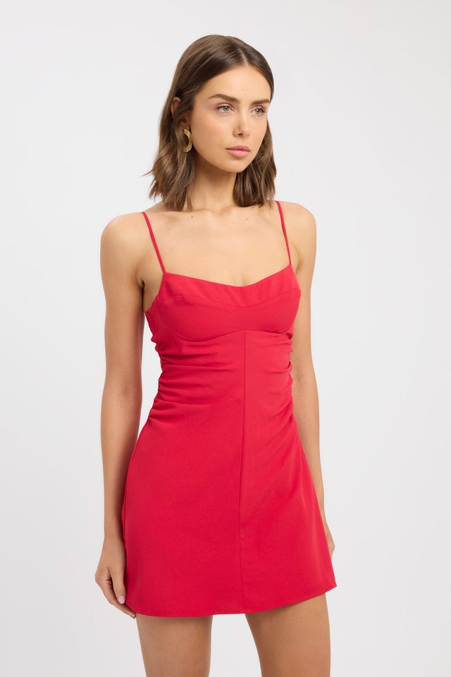 side Opal Cinch Mini Dress Kookai Straight Mini Fitted Sweetheart womens-dresses 