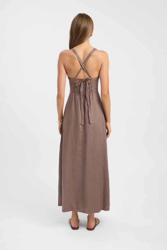 back Palm Vee Maxi Dress Kookai Fit-and-flare Maxi Fitted V-neck womens-dresses 