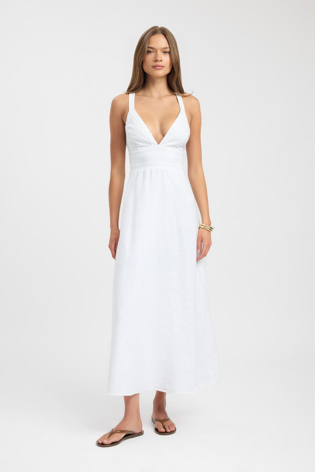 front Palm Vee Maxi Dress Kookai Straight Maxi Fitted Plungeneck womens-dresses 