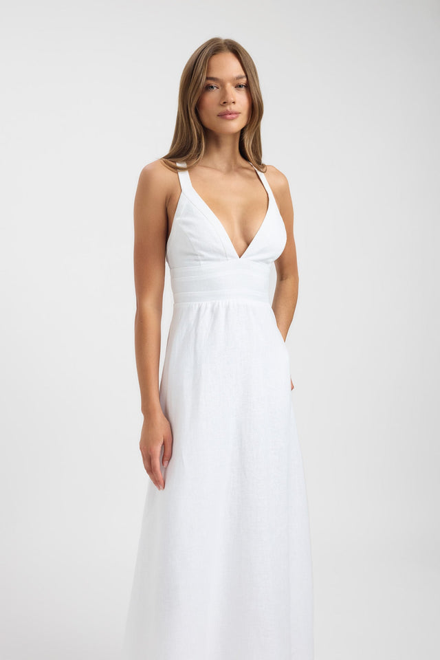 side Palm Vee Maxi Dress Kookai Fit-and-flare Maxi Fitted V-neck womens-dresses 