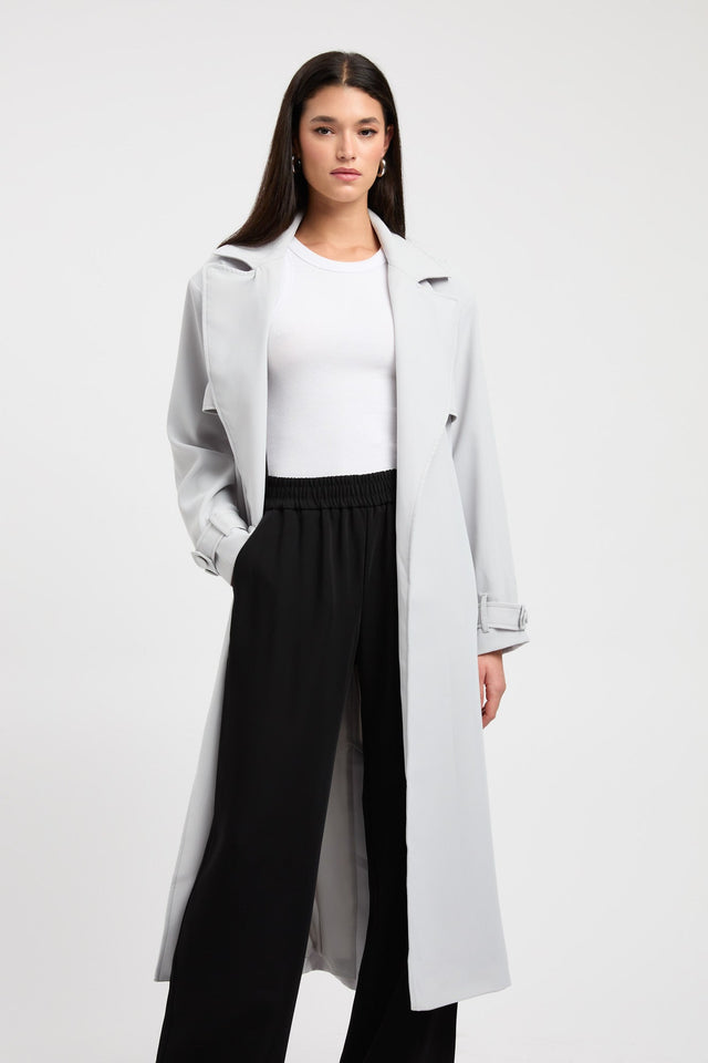 front Serge Trench Kookai Long sleeve Overcoat Full length white womens-coats-and-jackets 