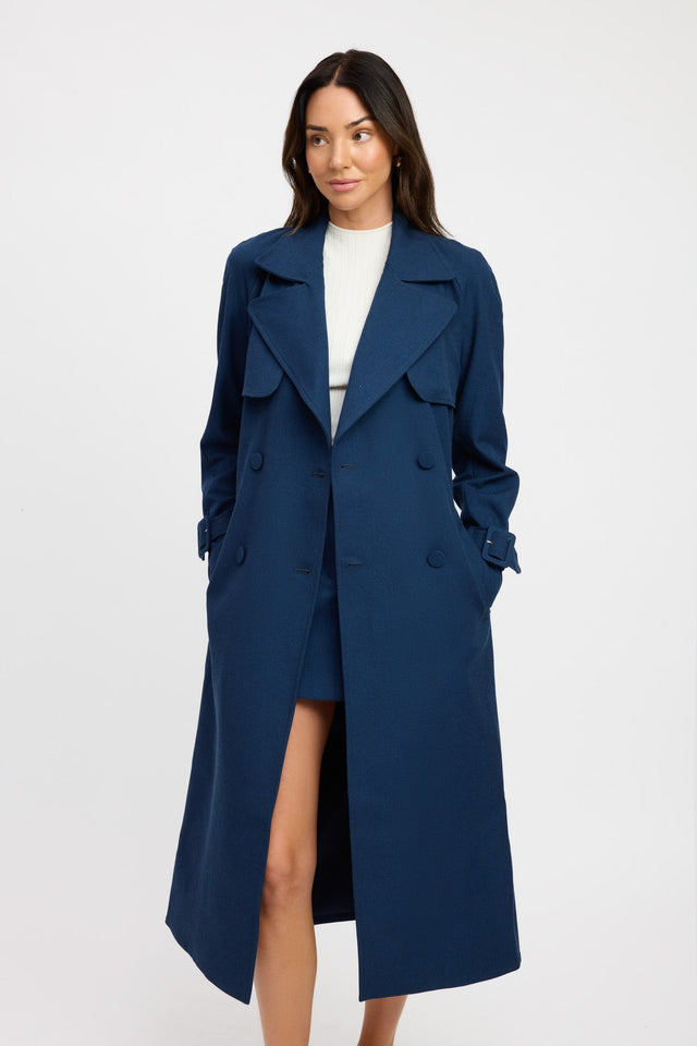 Berlin Trench Kookai Long sleeve Trench-coat Full length darkblue womens-coats-and-jackets 