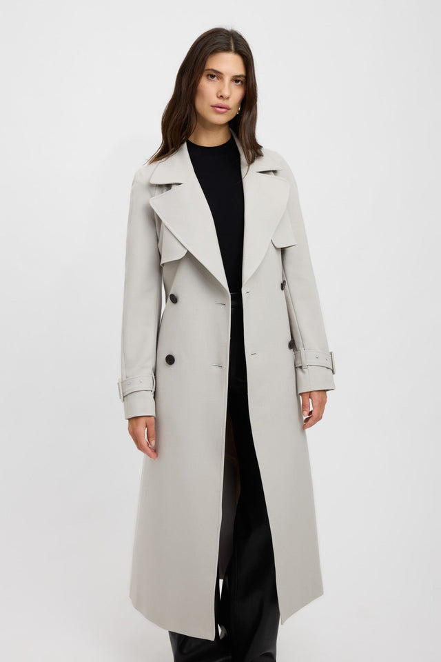 product Berlin Trench Kookai Long sleeve Trench-coat Full length grey womens-coats-and-jackets 