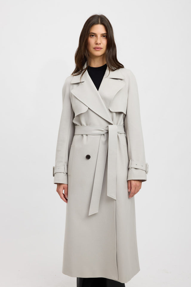 front Berlin Trench Kookai Long sleeve Trench-coat Full length grey womens-coats-and-jackets 