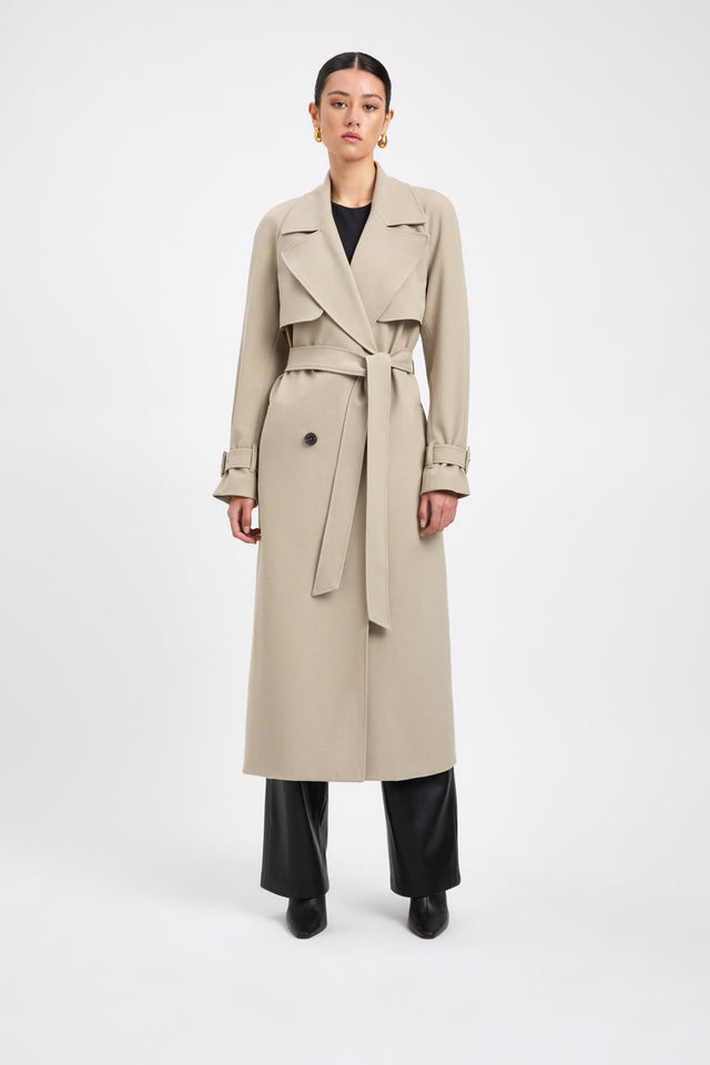 front Berlin Trench Kookai Long sleeve Trench-coat Full length white womens-coats-and-jackets 