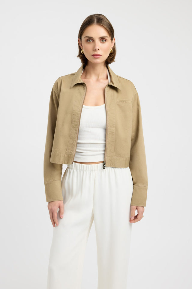 front Sawyer Jacket Kookai Long sleeve Regular Short brown womens-coats-and-jackets 