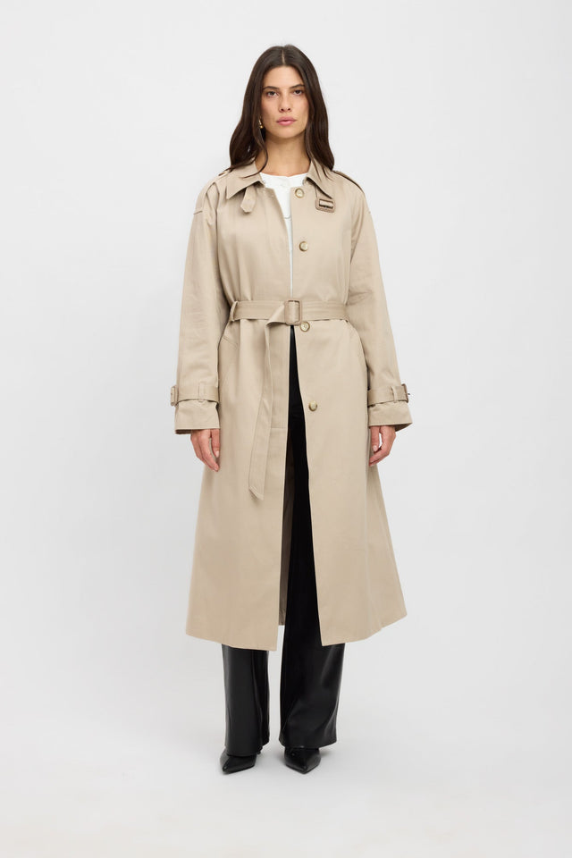 front Silas Trench Kookai Long sleeve Trench-coat Full length beige womens-coats-and-jackets 