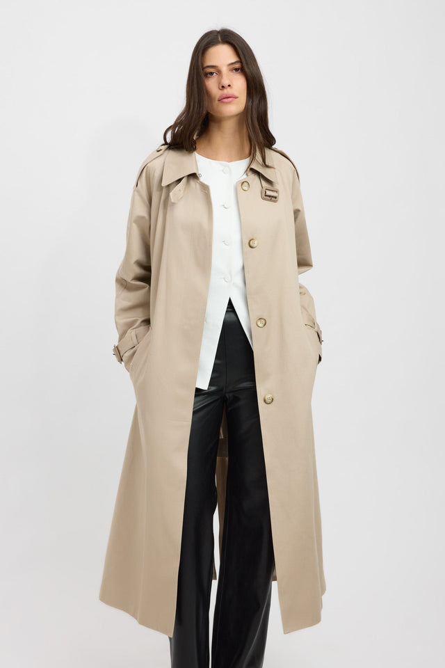 product Silas Trench Kookai Long sleeve Trench-coat Full length beige womens-coats-and-jackets 