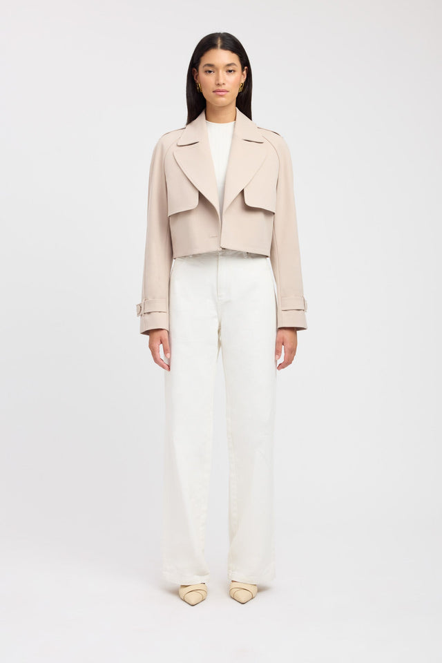 product Berlin Cropped Trench Kookai Long sleeve Blazer Short beige womens-coats-and-jackets 