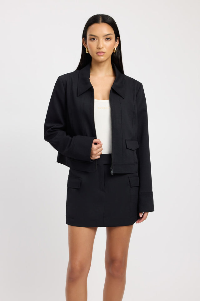 front Oyster Staple Jacket Kookai Long sleeve Bomber Short womens-coats-and-jackets 