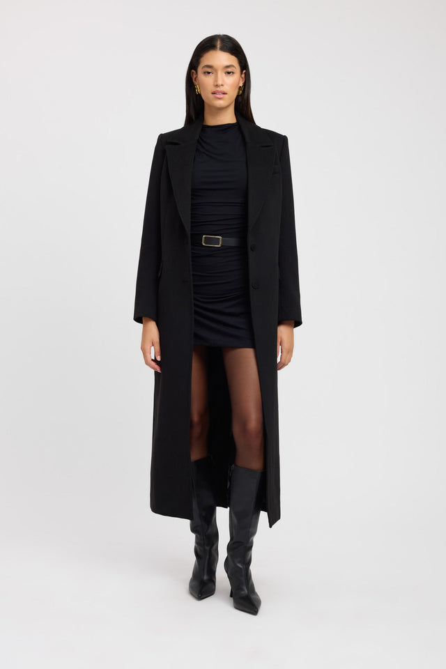 side Vienna Core Coat Kookai Long sleeve Overcoat Full length womens-coats-and-jackets 