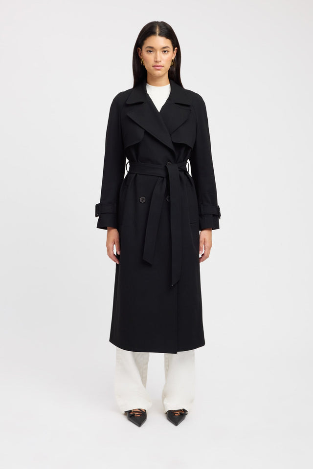 front Berlin Trench Kookai Long sleeve Trench-coat Full length black womens-coats-and-jackets 