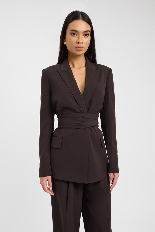 front Opal Blazer Kookai Long sleeve Blazer Full length brown womens-coats-and-jackets 