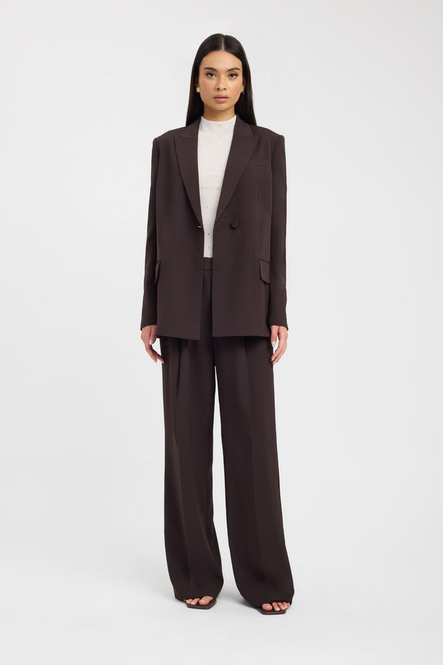 front Opal Blazer Kookai Long sleeve Blazer Full length brown womens-coats-and-jackets 