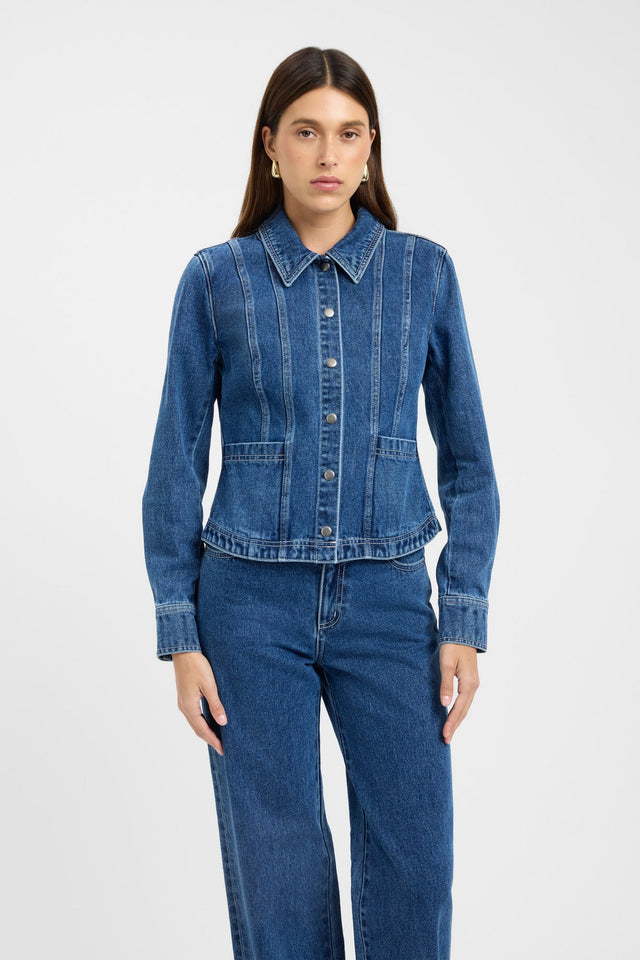 front Kai Snap Jacket Kookai Long sleeve Denim Regular black womens-coats-and-jackets 