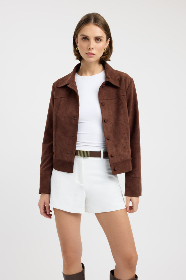 front Suki Jacket Kookai Long sleeve Regular Regular brown womens-coats-and-jackets 