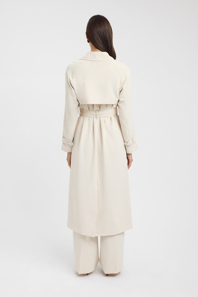 back Opal Trench Kookai Long sleeve Trench-coat Full length white womens-coats-and-jackets 