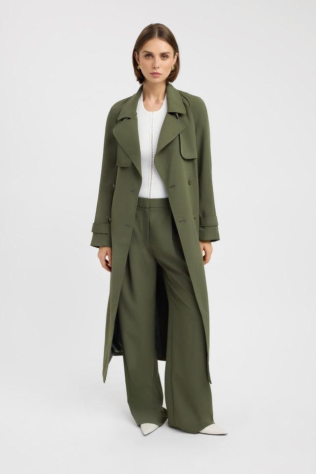 front Opal Trench Kookai Long sleeve Trench-coat Full length darkblue womens-coats-and-jackets 