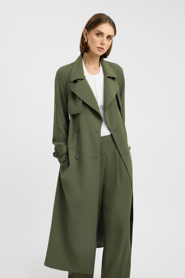 front Opal Trench Kookai Long sleeve Trench-coat Full length darkblue womens-coats-and-jackets 