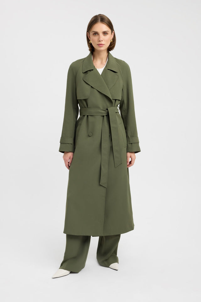 side Opal Trench Kookai Long sleeve Trench-coat Full length darkblue womens-coats-and-jackets 