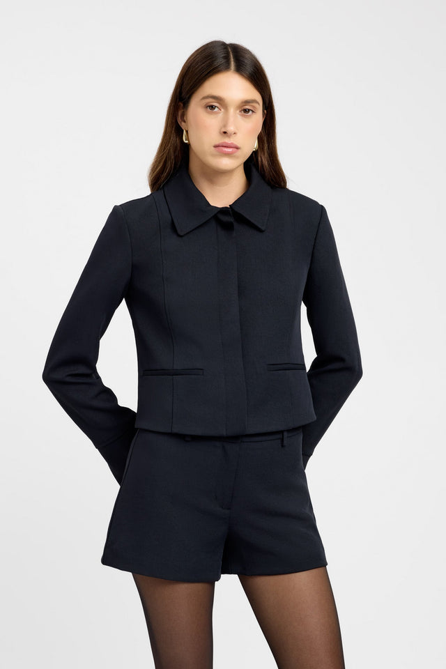 front Ariel Curve Jacket Kookai Long sleeve Regular Short darkblue womens-coats-and-jackets 
