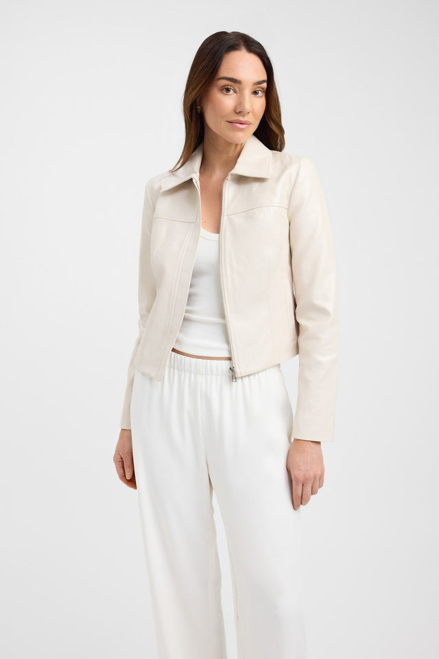 front Andes Jacket Kookai Long sleeve Regular Short brown womens-coats-and-jackets 